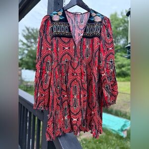 Zara Red and Black Long Sleeve Sundress